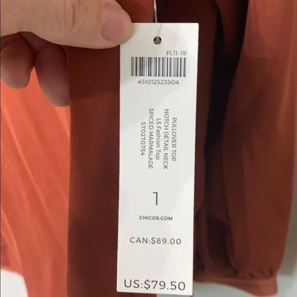 Chicos pullover top.Notch detail neck.NWT - Picture 6 of 10